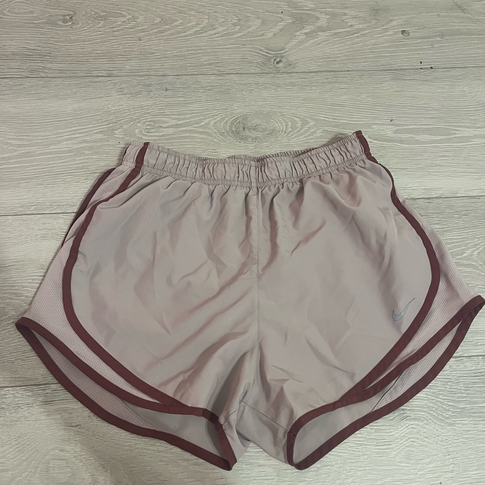 Nike Women's Soft Pink and Maroon Athletic Shorts